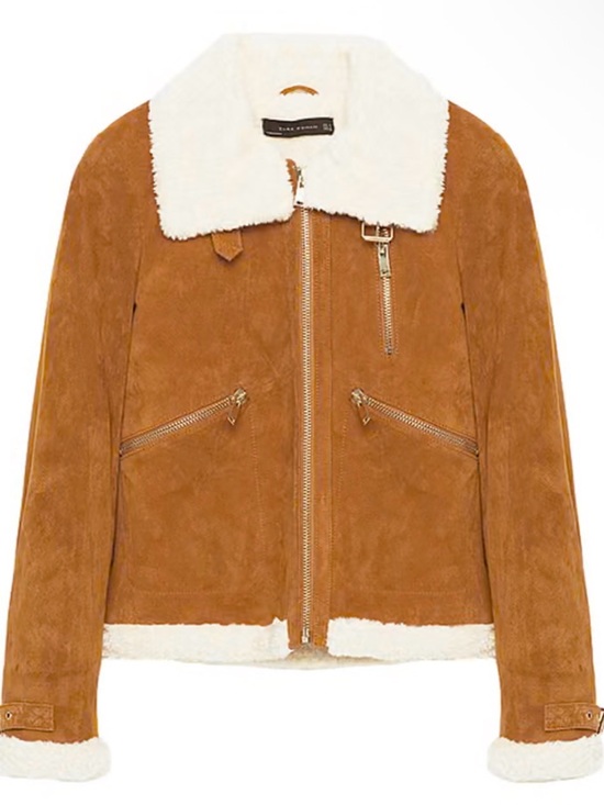 Zara Jackets & Blazers - Zara Tan Suede Shearling Jacket with Cream Collar